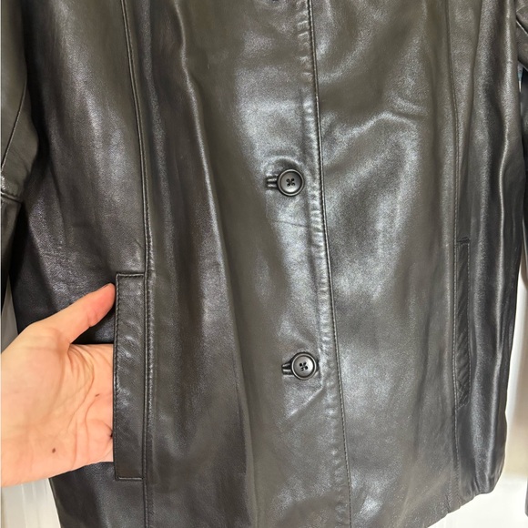 Vintage Ann Taylor Women's Black Leather Jacket M - Picture 5 of 7